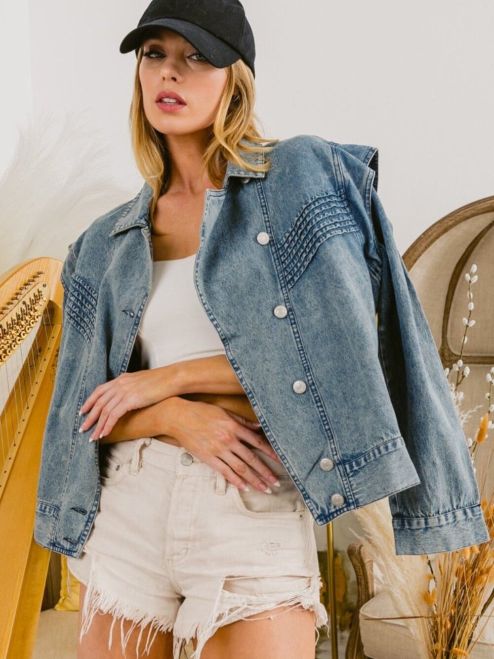BiBi Button Up Denim Jacket | NWT | Size L